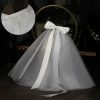 Wedding Veils | Bow Cut Edge Two Tier Tulle Bridal Shoulder Length Wedding Veil White – Girls