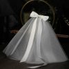 Wedding Veils | Bow Cut Edge Two Tier Tulle Bridal Shoulder Length Wedding Veil White – Girls