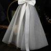 Wedding Veils | Bow Cut Edge Two Tier Tulle Bridal Shoulder Length Wedding Veil White – Girls