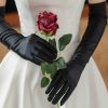 Wedding Veils | Fingertips Opera Length Satin Satin Black Gloves Black – Girls