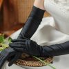 Wedding Veils | Fingertips Opera Length Satin Satin Black Gloves Black – Girls