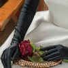 Wedding Veils | Fingertips Opera Length Satin Satin Black Gloves Black – Girls