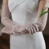 Wedding Veils | Fingertips Opera Length Tulle Rhinestones White Gloves Ivory – Girls