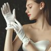 Wedding Veils | Fingertips Wrist Length Satin Pearl White Gloves Ivory – Girls