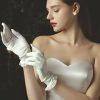 Wedding Veils | Fingertips Wrist Length Satin Pearl White Gloves Ivory – Girls