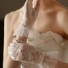 Wedding Veils | Fingertips Wrist Length Tulle Pearl/Lace White Gloves White – Girls