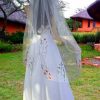 Wedding Veils | Floral Cut Edge Single Tier Tulle Bridal Fingertip Length Wedding Veil White – Girls