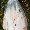 Wedding Veils | Floral Cut Edge Single Tier Tulle Bridal Fingertip Length Wedding Veil White – Girls