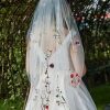 Wedding Veils | Floral Cut Edge Single Tier Tulle Bridal Fingertip Length Wedding Veil White – Girls