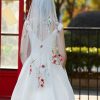 Wedding Veils | Floral Cut Edge Single Tier Tulle Bridal Fingertip Length Wedding Veil White – Girls