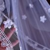 Wedding Veils | Floral Lace Edge Single Tier Tulle Bridal Cathedral Length Wedding Veil Ivory – Girls