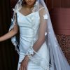 Wedding Veils | Floral Lace Edge Single Tier Tulle Bridal Cathedral Length Wedding Veil Ivory – Girls