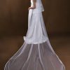 Wedding Veils | Floral Pencil Edge Two Tier Tulle Bridal Chapel Length Wedding Veil With Blusher Ivory – Girls