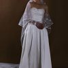 Wedding Veils | Floral Pencil Edge Two Tier Tulle Bridal Chapel Length Wedding Veil With Blusher Ivory – Girls