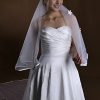 Wedding Veils | Floral Pencil Edge Two Tier Tulle Bridal Chapel Length Wedding Veil With Blusher Ivory – Girls