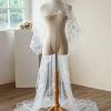 Wedding Veils | Floral/Lace Curly Edge Single Tier Tulle Bridal Cathedral Length Wedding Veil Ivory – Girls