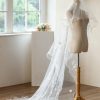 Wedding Veils | Floral/Lace Curly Edge Single Tier Tulle Bridal Cathedral Length Wedding Veil Ivory – Girls