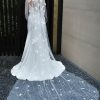 Wedding Veils | Floral/Lace Cut Edge Single Tier Tulle Bridal Cathedral Length Wedding Veil White – Girls