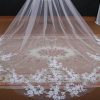 Wedding Veils | Lace Cut Edge Single Tier Tulle Bridal Cathedral Length Wedding Veil Ivory – Girls