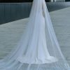 Wedding Veils | Lace Cut Edge Single Tier Tulle Bridal Cathedral Length Wedding Veil White – Girls