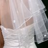 Wedding Veils | Lace Cut Edge Two Tier Tulle Bridal Elbow Length Wedding Veil With Blusher Ivory – Girls