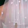 Wedding Veils | Lace Cut Edge Two Tier Tulle Bridal Elbow Length Wedding Veil With Blusher Ivory – Girls