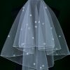 Wedding Veils | Lace Cut Edge Two Tier Tulle Bridal Elbow Length Wedding Veil With Blusher Ivory – Girls