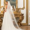 Wedding Veils | Lace Edge Single Tier Lace/Tulle Bridal Cathedral Length Wedding Veil Ivory – Girls