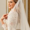 Wedding Veils | Lace Edge Single Tier Lace/Tulle Bridal Cathedral Length Wedding Veil Ivory – Girls