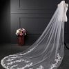 Wedding Veils | Lace Edge Single Tier Lace/Tulle Bridal Cathedral Length Wedding Veil Ivory – Girls