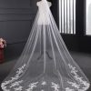 Wedding Veils | Lace Edge Single Tier Lace/Tulle Bridal Cathedral Length Wedding Veil Ivory – Girls