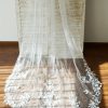 Wedding Veils | Lace Edge Single Tier Lace/Tulle Bridal Chapel Length Wedding Veil Ivory – Girls