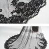 Wedding Veils | Lace Edge Single Tier Tulle Black Cathedral Length Wedding Veil Black – Girls