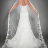 Wedding Veils | Lace Edge Single Tier Tulle Bridal Cathedral Length Wedding Veil Ivory – Girls