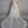 Wedding Veils | Lace Edge Single Tier Tulle Bridal Cathedral Length Wedding Veil Ivory – Girls