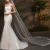 Wedding Veils | Lace Edge Single Tier Tulle Bridal Cathedral Length Wedding Veil Ivory – Girls