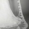 Wedding Veils | Lace Edge Single Tier Tulle Bridal Cathedral Length Wedding Veil Ivory – Girls