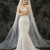 Wedding Veils | Lace Edge Single Tier Tulle Bridal Cathedral Length Wedding Veil Ivory – Girls