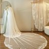 Wedding Veils | Lace Edge Single Tier Tulle Bridal Cathedral Length Wedding Veil Ivory – Girls