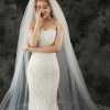 Wedding Veils | Lace Edge Single Tier Tulle Bridal Cathedral Length Wedding Veil Ivory – Girls