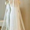 Wedding Veils | Lace Edge Single Tier Tulle Bridal Cathedral Length Wedding Veil Ivory – Girls