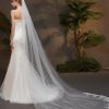 Wedding Veils | Lace Edge Single Tier Tulle Bridal Cathedral Length Wedding Veil Ivory – Girls