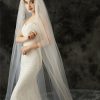 Wedding Veils | Lace Edge Single Tier Tulle Bridal Cathedral Length Wedding Veil Ivory – Girls