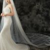 Wedding Veils | Lace Edge Single Tier Tulle Bridal Cathedral Length Wedding Veil Ivory – Girls