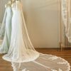 Wedding Veils | Lace Edge Single Tier Tulle Bridal Cathedral Length Wedding Veil Ivory – Girls