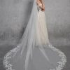 Wedding Veils | Lace Edge Single Tier Tulle Bridal Cathedral Length Wedding Veil Ivory – Girls