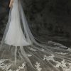 Wedding Veils | Lace Edge Single Tier Tulle Bridal Cathedral Length Wedding Veil Ivory – Girls