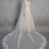 Wedding Veils | Lace Edge Single Tier Tulle Bridal Cathedral Length Wedding Veil Ivory – Girls