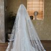 Wedding Veils | Lace Edge Single Tier Tulle Bridal Cathedral Length Wedding Veil White – Girls