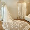 Wedding Veils | Lace Edge Single Tier Tulle Bridal Cathedral Length Wedding Veil White – Girls